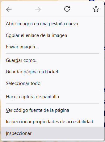 Firefox Beispiel – Bild 4 von 5: irgendwo rechtsklicken und «Inspizieren» wählen (klicken, um fortzufahren)